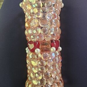 Elegant Handcrafted  Pink Glass Candle Holder